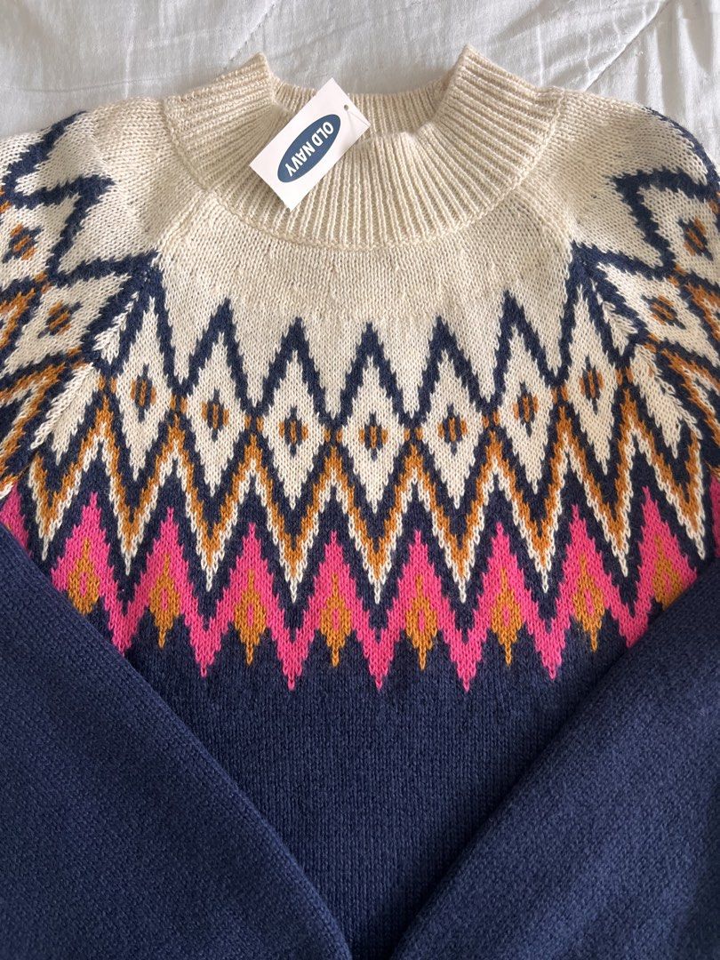 Old Navy Grandpa Patterned Colorful Sweater (Category: Babies & Kids Fashion) located in Taguig. Submitted by gingerderp (Listing ID 1460730863, Image 2). Description: Never worn before patterned sweater! Perfect for the BER months and for those who plan on going abroad to colder countries :) Can be worn as S on teens/adults and L on kids.