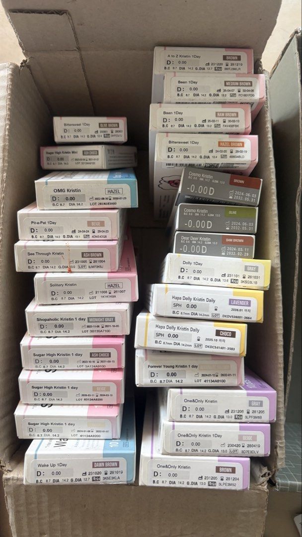 OLENS and hapa kristin (Category: Vision Care) located in Quezon City. Submitted by angeline_jt (Listing ID 1460838101, Image 2). Description: OLENS 1-day disposable available: Glowy Tear Mini, Misty, Russian Smoky, Shine Touch, Double Tint Brown, French Shine, Ending Gray - Available for purchase 160 per pair Available styles OLENS Ocean Velvet Gray -700 Ocean Velvet Green - 700 Nella Olive - 800 Russian Smoky Gray- 800 Shine Touch Milky Gray(20
