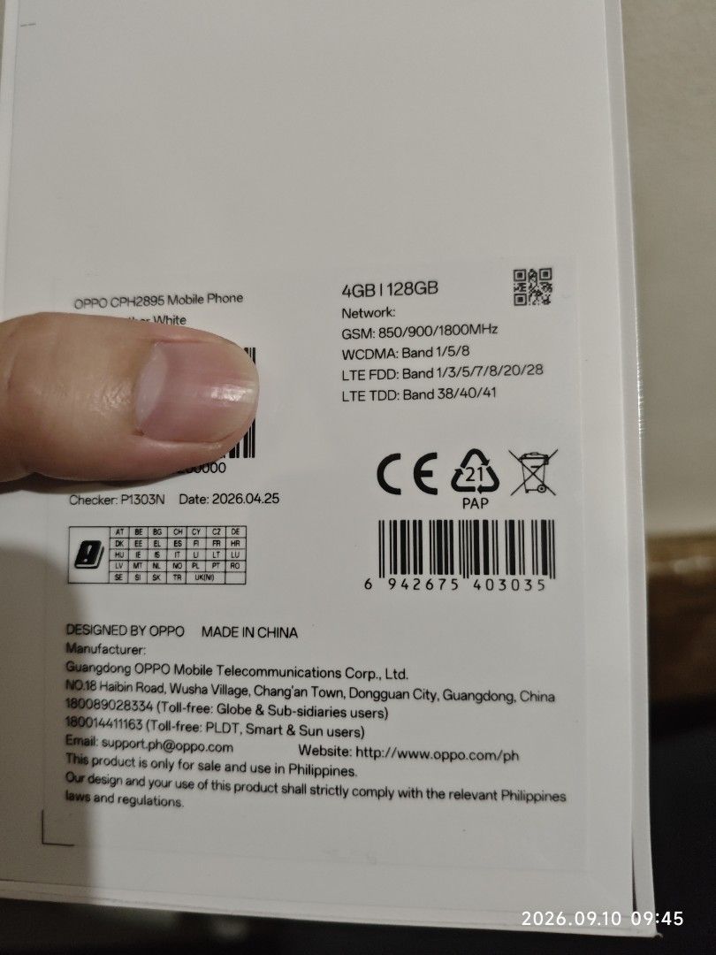 OPPO A6c, White, 4+8GB RAM, 128GB ROM (Category: OPPO) located in Caloocan City. Submitted by emgaile (Listing ID 1460724992, Image 3). Description: Brand new, sealed, never been opened..