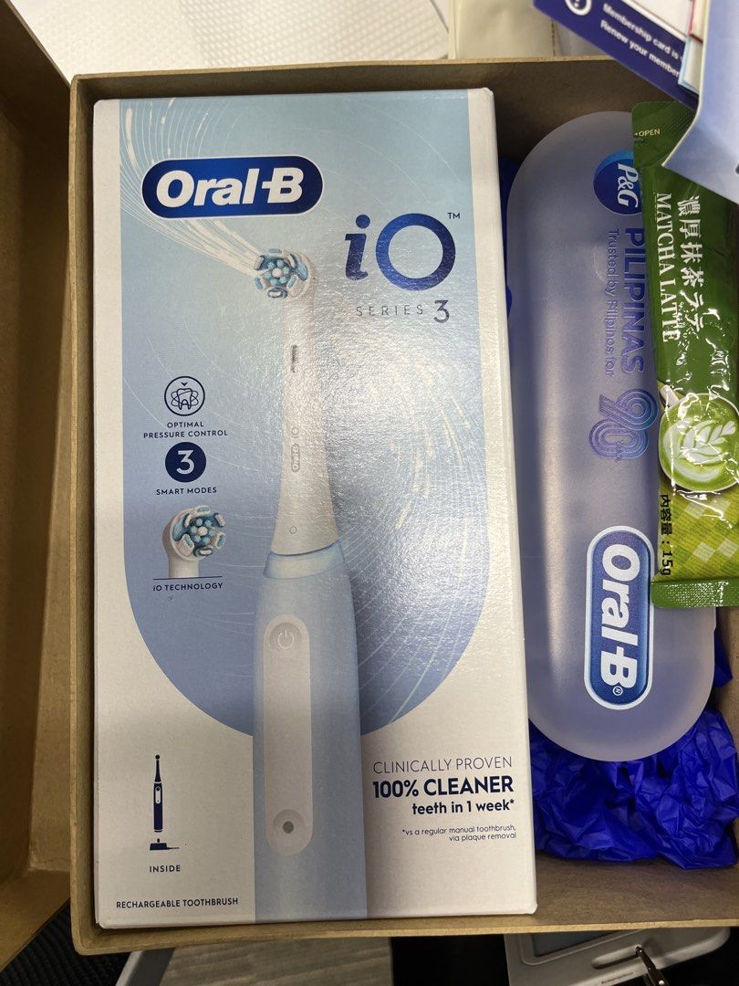 Oral-B iO Series 3 (Category: Oral Care) located in Taguig. Submitted by maryelfaye (Listing ID 1460743810, Image 2). Description: [Negotiable] Oral-B iO Series 3 Electric Toothbrush Boxed, never opened RFS: Spare toothbrush Price in 🍊: 7,000+.