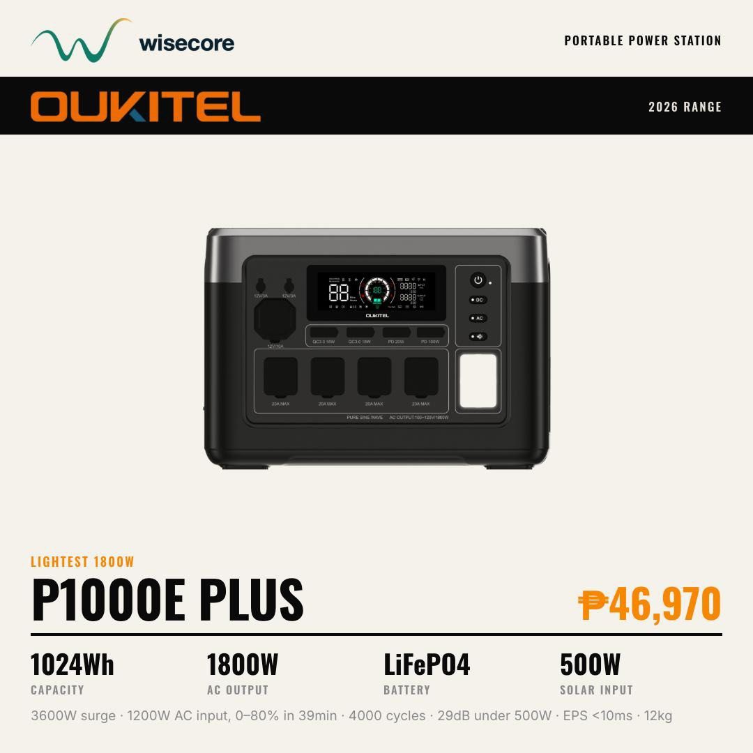 OUKITEL PORTABLE POWER STATIONS — NOW AVAILABLE! (Category: Batteries & Power Banks) located in Paranaque City. Submitted by silvercat0930 (Listing ID 1460857468, Image 2). Description: 🔋 OUKITEL PORTABLE POWER STATIONS — NOW AVAILABLE! ⚡ Power outages? Outdoor trips? Emergency backup? Stay powered anywhere, anytime! 🔌🏕️ Choose the capacity that fits your needs: ✨ P800E – 512Wh | 800W | ₱22,790 ✨ P1000E PLUS – 1024Wh | 1800W | ₱46,970 ✨ P1500E