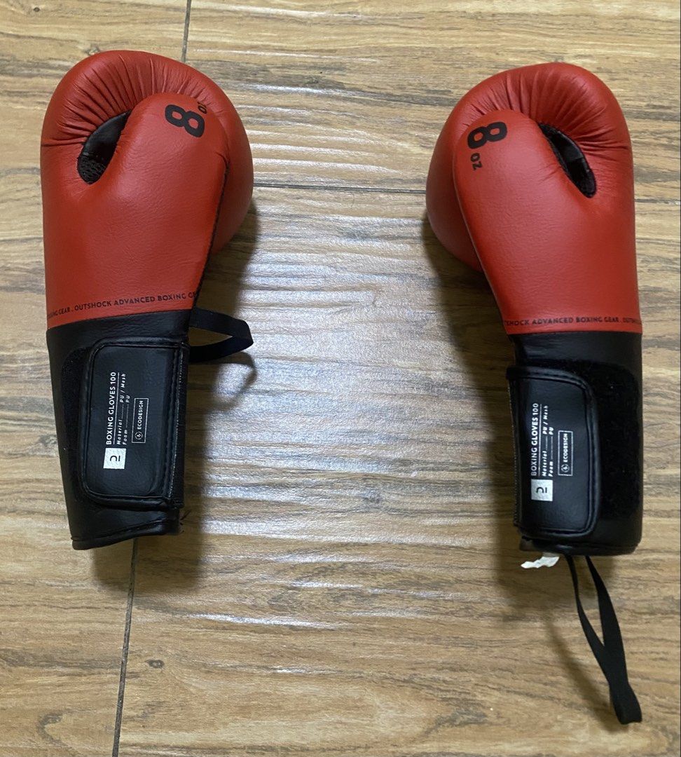 Outshock Red & Black 8oz Boxing Gloves 100 (Category: Combat Sports) located in Calamba. Submitted by declutter187 (Listing ID 1460734340, Image 3). Description: - Outshock 8oz Boxing Gloves - Color: Red and Black - Model: 100 - Material: PU and Mesh - Closure: Velcro strap for secure fit - Ideal for: Training or Sparring RFS: Decluttering, no longer using.