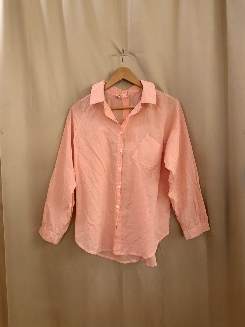 Oversized Linen pink buttondown longsleeves (Category: Blouses) located in Manila. Submitted by 414studio (Listing ID 1460896057, Image 1). Description: Fits small to medium (oversized fit) .