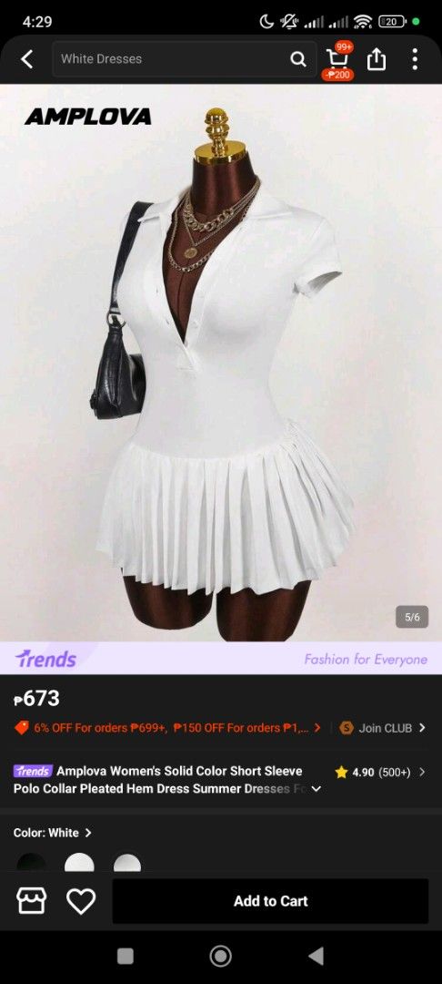 Pang pickle ball outfit ) golf (Category: Dresses) located in San Jose del Monte. Submitted by Skin_Care2022 (Listing ID 1460795231, Image 2). Description: - Cute white short-sleeve dress - Features a polo collar - Stylish pleated hem - Ideal for summer wear - Available in white (NEVER NASUOT).
