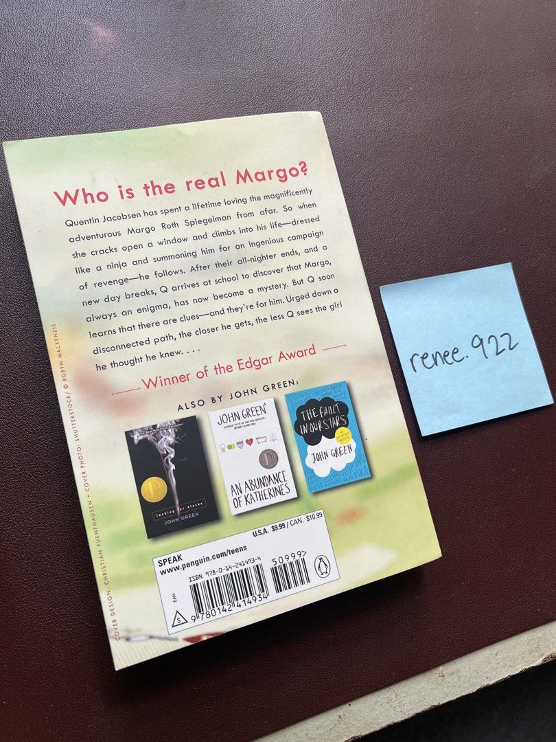 Paper Towns by John Green (Category: Storybooks) located in Solano. Submitted by renee.922 (Listing ID 1460782796, Image 2). Description: .