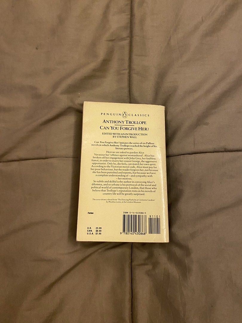 Penguin Classics: Can You Forgive Her? by Anthony Trollope (Category: Storybooks) located in Caloocan City. Submitted by lienzonius (Listing ID 1460734405, Image 3). Description: - Penguin Classics edition of 'Can You Forgive Her?' by Anthony Trollope. - Part of the acclaimed Palliser novels series. - Delves into themes of social dilemmas and reputation. - A must-have for fans of classic literature..