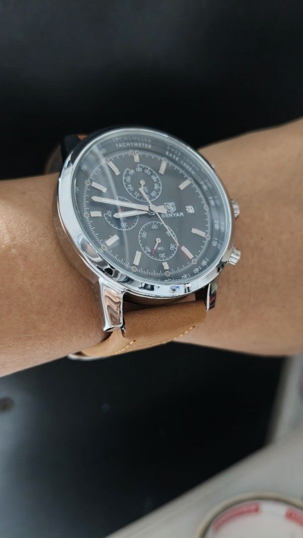 PENYAR Chronograph Watch BY-5102 Brown Leather Strap (Category: Men's Watches) located in Taguig. Submitted by mercyeugen28914 (Listing ID 1460874263, Image 1). Description: - PENYAR Chronograph Watch - Model: BY-5102 - Strap: Genuine Brown Leather - Features: Tachymeter, Date Display - Water Resistance: 30M - Ideal for: Everyday wear or as a gift.