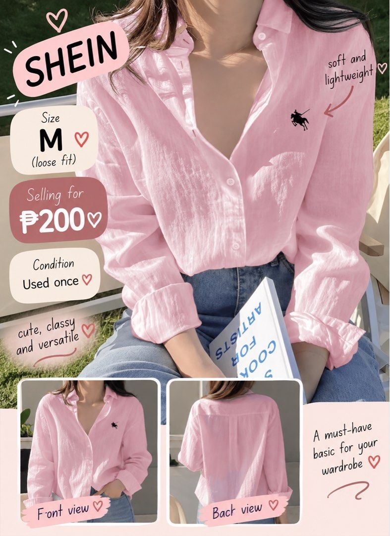 Pink Loose Long Sleeves (Category: Longsleeves) located in Valenzuela. Submitted by judyann29 (Listing ID 1460913694, Image 1). Description: ✨ WARDROBE RESET SALE ✨ Decluttering my closet and letting go of some preloved pieces 🫶🏻 Most are lightly used or used once! 📌 First Batch is up! Please see the photos for the size, condition, brand & price of each item. Actual photos of the items can also be sent upon request. 💌 Comment MINE or send me 