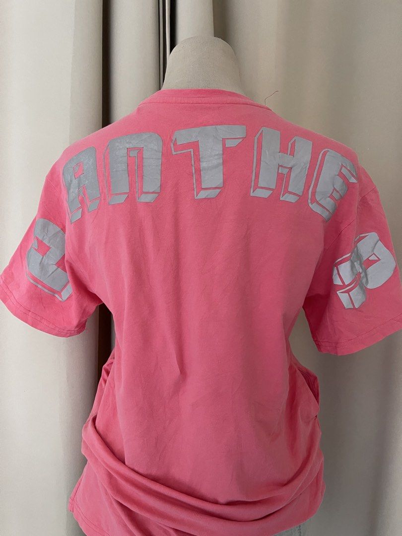 Pink Panther merch (Category: Shirts) located in Cainta. Submitted by zlove111 (Listing ID 1460718730, Image 2). Description: - Bright pink t-shirt - "PINK" graphic on the front - "pANTHer in large silver lettering on the - Ideal for casual wear pwede sa kids 10-12 adult medium reflectorized details .