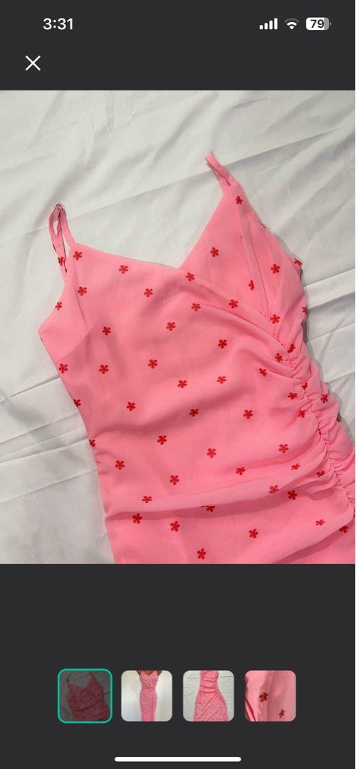 Pink Strappy Dress (Category: Dresses) located in Cabanatuan. Submitted by winx_closeth (Listing ID 1460782176, Image 3). Description: Pink Strappy Midi-Maxi Dress w/ slit & zipper Issues are shown in the photos.