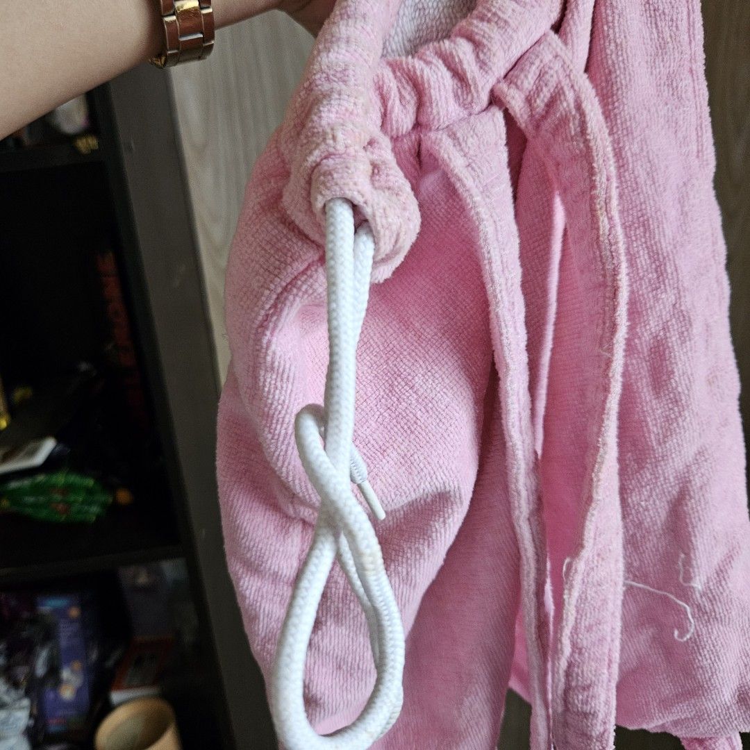 pink terry cloth drawstring towel backpack (Category: Backpacks) located in Digos. Submitted by marianfinds (Listing ID 1460780003, Image 3). Description: preloved item. Actual photos posted. Please check all photos and details carefully before purchasing. Minor signs of use may be present. 📌Please manage your expectations this is not brandnew Walk in buyers are always welcome!✨️ 📍Location: Lim extension,Digos City Davao Del Sur,beside the cami