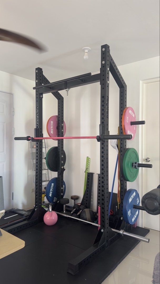 PlayHard PRElite Power Rack (Category: Industrial Equipment) located in Manila. Submitted by sarahdacallos (Listing ID 1460904667, Image 2). Description: PlayHard PRElite Power Rack Includes: • 2x Spotter Arms • 2x J-Hooks Heavy-duty, stable, and perfect for serious home or garage gym setups. Ideal for squats, bench press, and overall strength training. Condition: NEW & Well-maintained RFS: Upgrading to a full-functionality squat rack ❤️❤️.