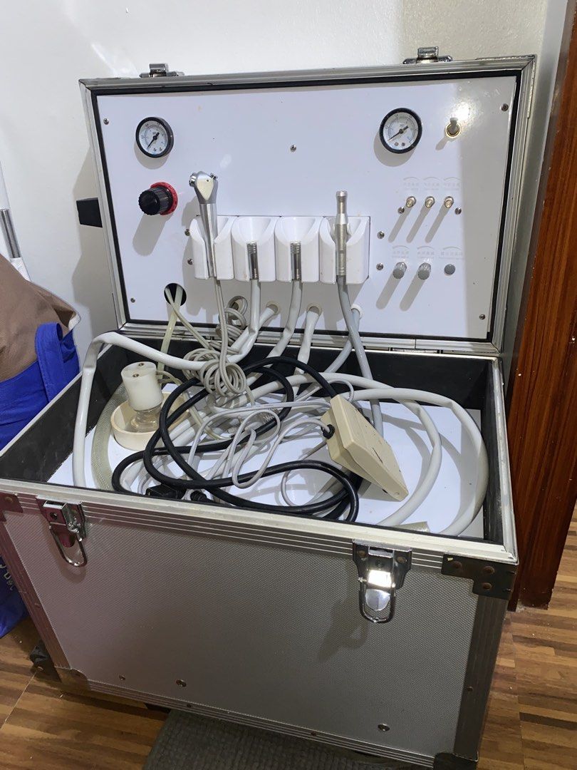 Portable Dental Unit (Category: Medical Supplies & Tools) located in Manila. Submitted by myrtlx_ (Listing ID 1460773586, Image 2). Description: - Used only on typodont tooth preparations - Complete tubings - Issue: Water sometimes stops on handpiece tube but perfectly working on air & water syringe (you can have it repaired on DMZ).