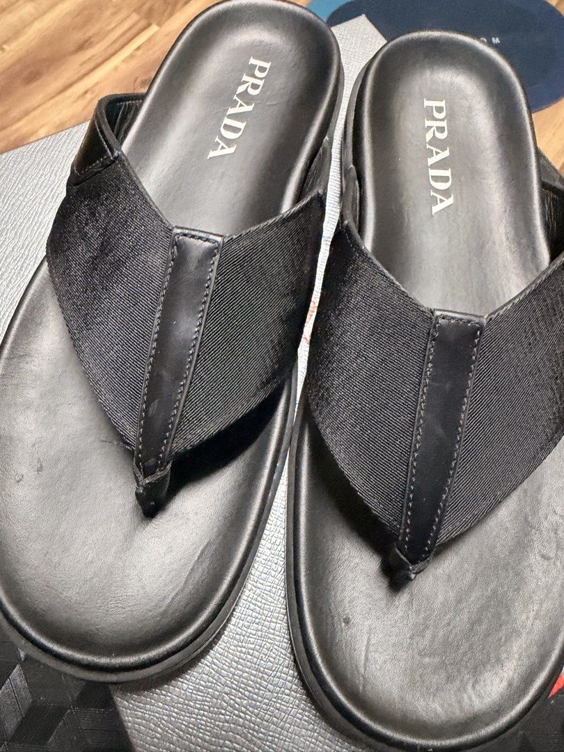 Prada slippers (Category: Slippers & Slides) located in Quezon City. Submitted by carlutot (Listing ID 1460798133, Image 3). Description: Prada slippers Size 9US RFS: naka stock nalang sa shoe rack Barely used and in excellent condition. Only worn a few times and carefully kept in the closet..