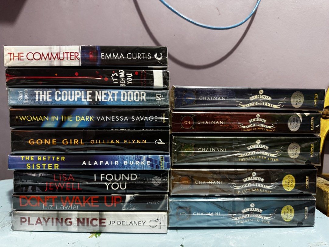 PRELOVED BOOKS FOR SALE (Category: Storybooks) located in Tanza. Submitted by bravemountain_353879 (Listing ID 1460727171, Image 1). Description: !! PRELOVED AUTHENTIC BOOKS FOR SALE!! • All books are sealed in opp plastic. • Condition of the books are mainly foxing in the edges. • Preferrably for take all. - ₱1,500 + sf • School for Good and Evil Series - 900 (still negotiable) • Thriller Bundle - 700 • Mode of Payment - Bank transfers or e-wall