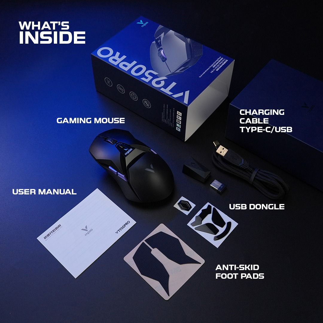 Rapoo VT950PRO Wireless Gaming Mouse (Category: Mouse & Mousepads) located in Caloocan City. Submitted by oddcrystal.98802f (Listing ID 1460829171, Image 2). Description: Selling my Rapoo Gaming Mouse, still brand new and never used. Bought it with plans to use it, but it ended up staying safely in the box. 😅 Complete with original box, wireless receiver, cable, and all accessories. Everything is in excellent, ready-to-use condition. For gamers 