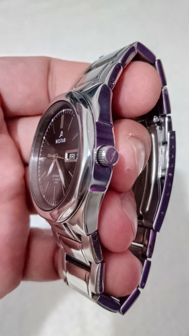 Rare Vintage Westar Automatic Watch (Category: Women's Watches) located in Malolos. Submitted by chrono_revival (Listing ID 1460785080, Image 3). Description: PLEASE READ THE FULL POST BEFORE SENDING ANY INQUIRIES. SERIOUS OFFERS ONLY PLEASE. ********** Authentic Westar Automatic A003321 - Westar is a Swiss watch brand currently manufactured in the UAE - Clean black dial with stick indices - Clear caseback - Integrated bracelet - Case size: appro
