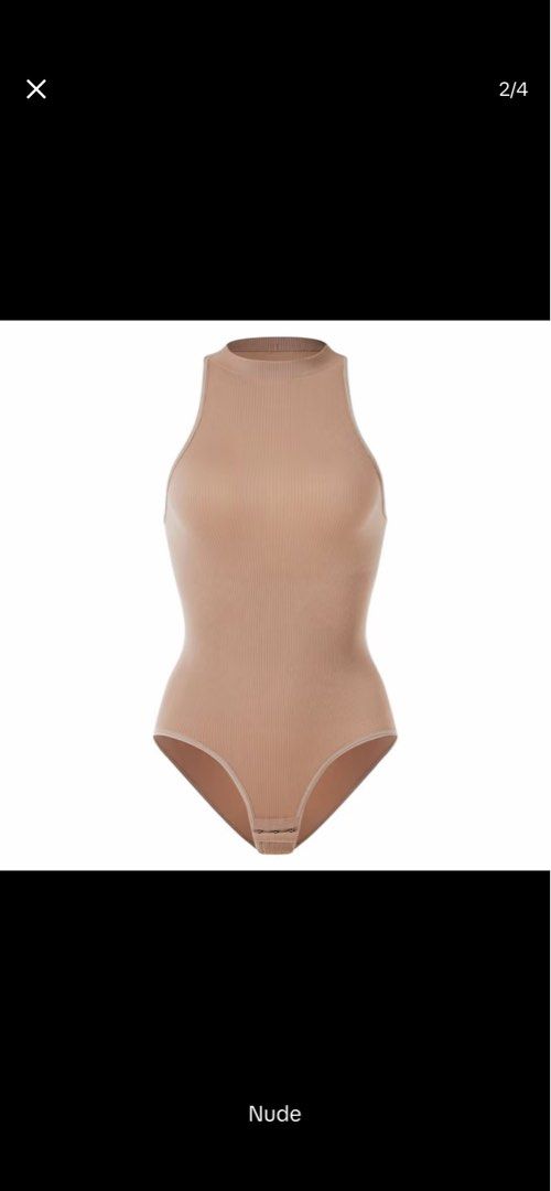 Ribbed High Neck Sleeveless Bodysuit Nude (Category: Sleeveless) located in Manila. Submitted by ollaboutcess_ (Listing ID 1460807009, Image 1). Description: - Nude ribbed bodysuit - High neck, sleeveless design - Snap closure at the bottom - Stretchy material for a comfortable fit - Versatile: perfect for layering or wearing solo.