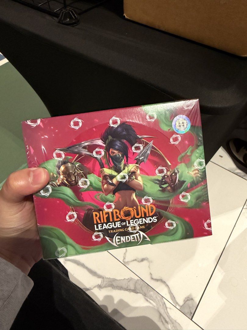 Riftbound Origins & Vendetta Booster Boxes (Category: Card Boxes & Cases) located in Quezon City. Submitted by newmoon.1f6db6 (Listing ID 1460750814, Image 3). Description: Riftbound Booster Box Origins - ₱14,000 Vendetta - ₱9,500 📦 Lalamove/Pick up 📍 Quezon city.
