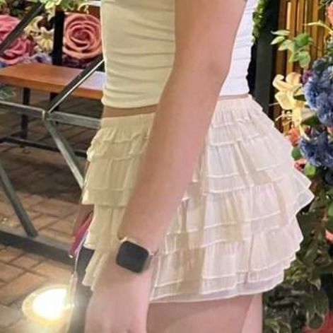 Ruffled Tiered Mini Skort XL (Category: Skirts) located in Lucena. Submitted by the.hidden.closet (Listing ID 1460894446, Image 3). Description: DECLUTTERING SALE ✨ Super cute ruffled mini skort beige size XL. Features multiple tiers for a flowy look. Elastic waistband for comfort. Great for dressing up or down. Perfect for summer days or nights out. 📏 Size: XL Color: Beige Length: 12" | Waistband: 16" laid flat.