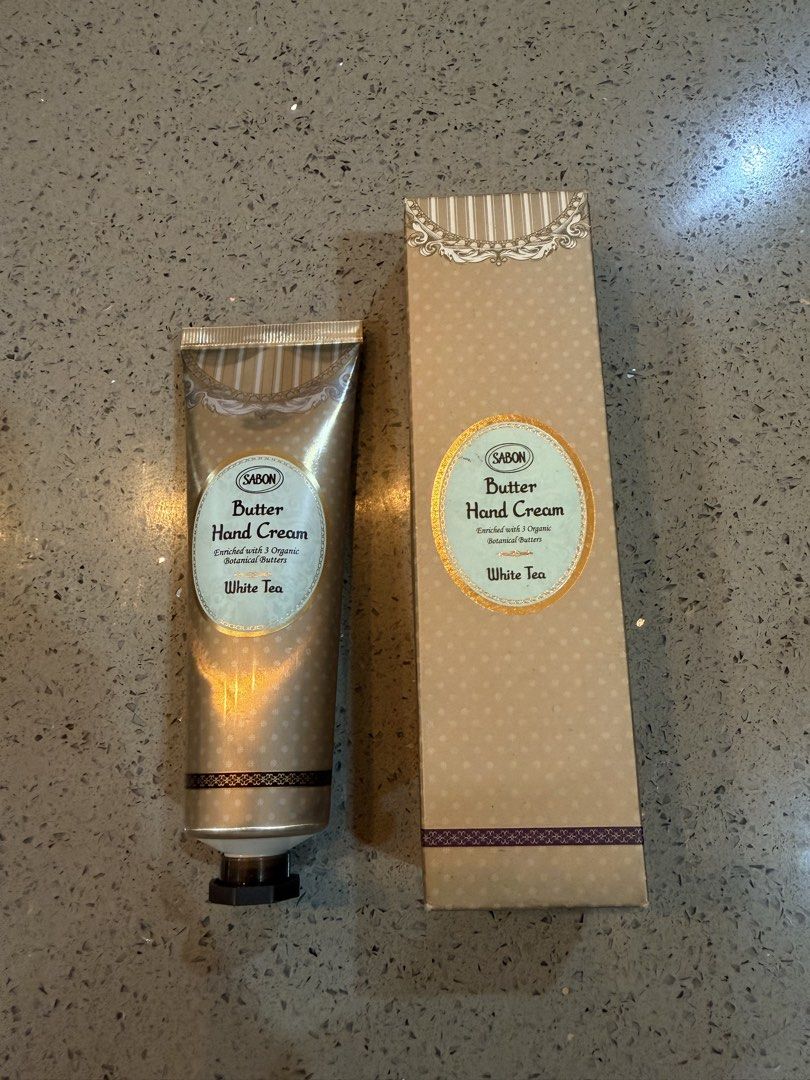 SABON Butter Hand Cream White Tea (Category: Hands & Nails) located in Alfonso. Submitted by jbcamet (Listing ID 1460860510, Image 1). Description: - SABON Butter Hand Cream - Scent: White Tea - Enriched with 3 Organic Botanical Butters - Keeps hands moisturized - Comes with original box.