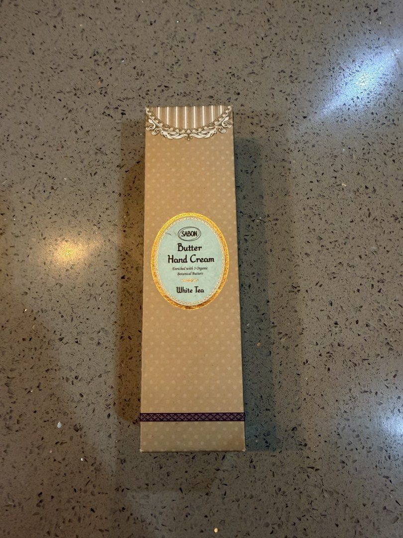 SABON Butter Hand Cream White Tea (Category: Hands & Nails) located in Alfonso. Submitted by jbcamet (Listing ID 1460860510, Image 3). Description: - SABON Butter Hand Cream - Scent: White Tea - Enriched with 3 Organic Botanical Butters - Keeps hands moisturized - Comes with original box.