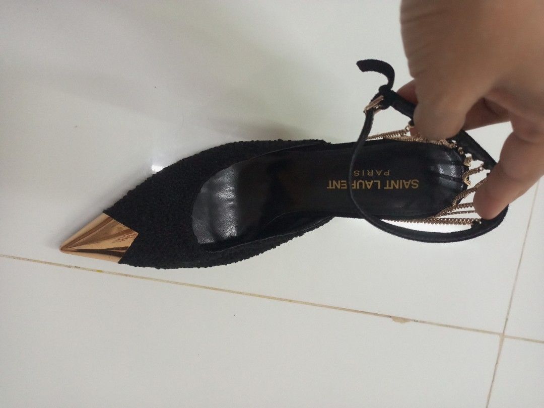 SAINT LAURENT HEELS (Category: Heels) located in Bulacan. Submitted by joanagwen (Listing ID 1460855910, Image 1). Description: WHY OH ES ELLE SANDALS Nasa 98k yarn oh Pang event niyo mga sissy Size 37 on tag.