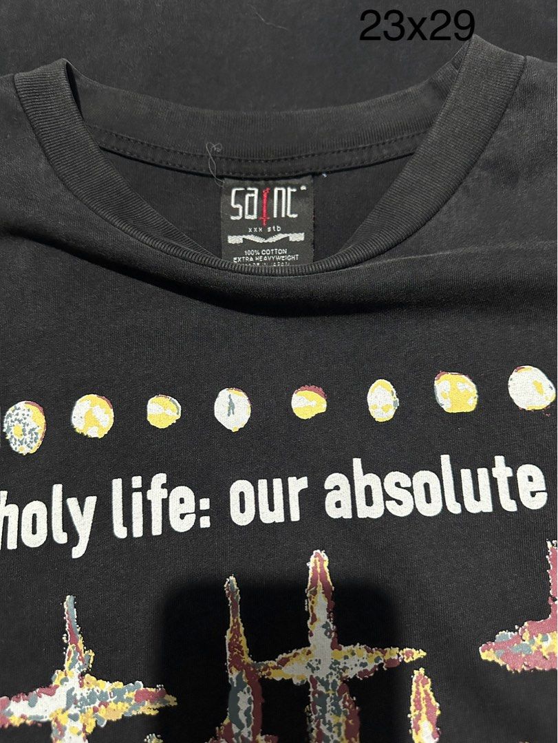 Saint Michael x NIN God Tee (Category: Tshirts & Polo Shirts ) located in Manila. Submitted by got_loots (Listing ID 1460869921, Image 2). Description: WTS❗️❗️❗️ JAPAN Saint Michael x NIN God Tee In Good Condition Good Vintage Fade SSATW Dimes: 23x29 ₱2,000 Only.
