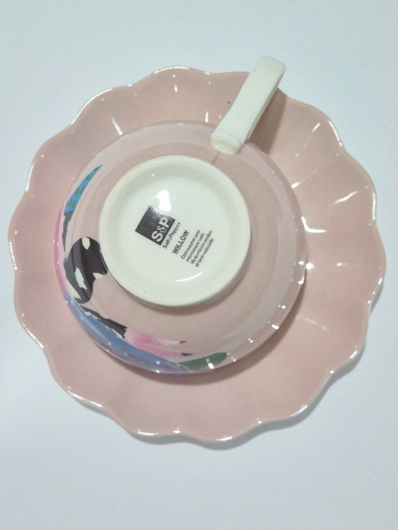 Salt & Pepper Willow Tea Cup and Saucer Set (Category: Coffee & Tea Tableware) located in Antipolo. Submitted by shopaho_nique (Listing ID 1460746237, Image 2). Description: - Beautiful Salt & Pepper Willow Collection tea cup and saucer set. - Features a lovely floral and butterfly design. - Cup capacity: 240ml. - Dishwasher and microwave safe for easy cleaning and reheating. - Comes in its original box, making it a perfect gift. - Ideal for enjo