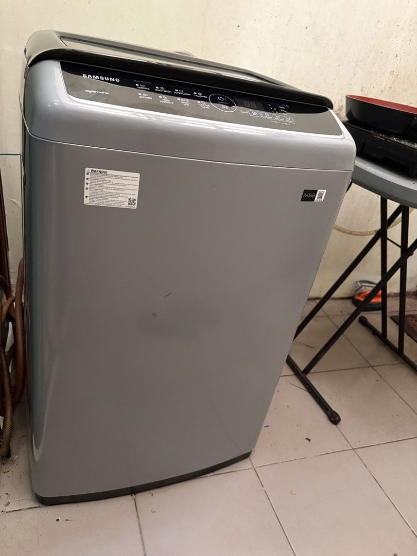 Samsung Digital Inverter Top Load Washing Machine (Category: Washing Machines and Dryers) located in Quezon City. Submitted by shereegonzales (Listing ID 1460749243, Image 1). Description: - Samsung Top Load Washing Machine - Digital Inverter Technology for efficient washing - Multiple Wash Cycles: Normal, Quick Wash, Super Clean, Delicates, Bedding, Aqua Preserve, Rinse+Spin, Eco Tub Clean - User-friendly control panel with digital display - Inc