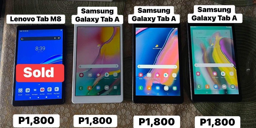 Samsung Galaxy Tab A (Category: Android) located in Quezon City. Submitted by samsunggadgethub (Listing ID 1460746259, Image 1). Description: Wag na tanong ng tanong Magkano ayan na sa baba ung presyo ,👇👇👇👇👇👇👇👇 P1,800❗️ P1,800❗️P1,800❗️ each 🌸SAMSUNG GALAXY TAB A T295🌸 2/32 gb Android 11 8 inches 5100mAh Battery With sim slot ✅ Wifi ✅ You can download Latest Apps ✅ Not Fake Storage ✅❗️ Pick up : kabatuhan brgy 168 Deparo North Caloocan 