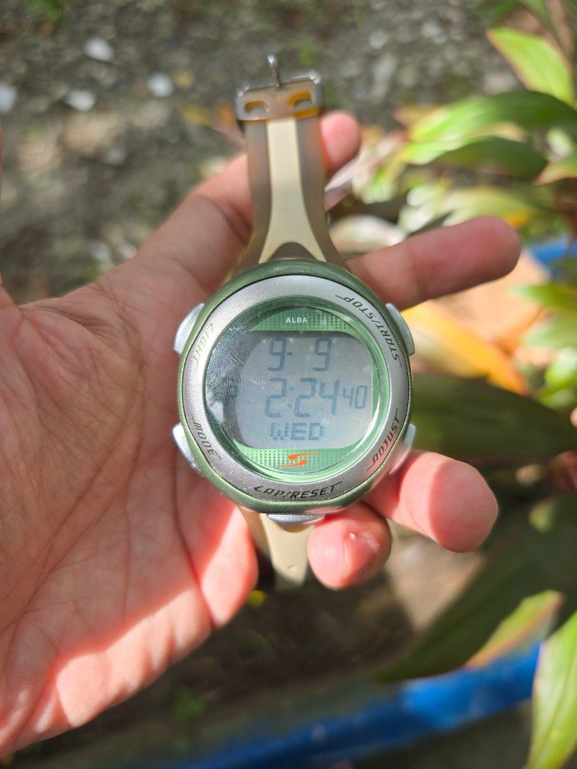 Seiko Alba digital W551 series (Category: Luxury Watches) located in Manila. Submitted by timearcph (Listing ID 1460738429, Image 2). Description: This is a Seiko Alba digital sports watch featuring an olive green case and a clear LCD display. Price: Php 3,500 MEETUPS: • Bacoor,Cavite • Las Pinas City SHIPPING: - Open to shipping but buyer pays for all the shipping fees. - Strictly payment first before shipment for shipping transactions. - We shi