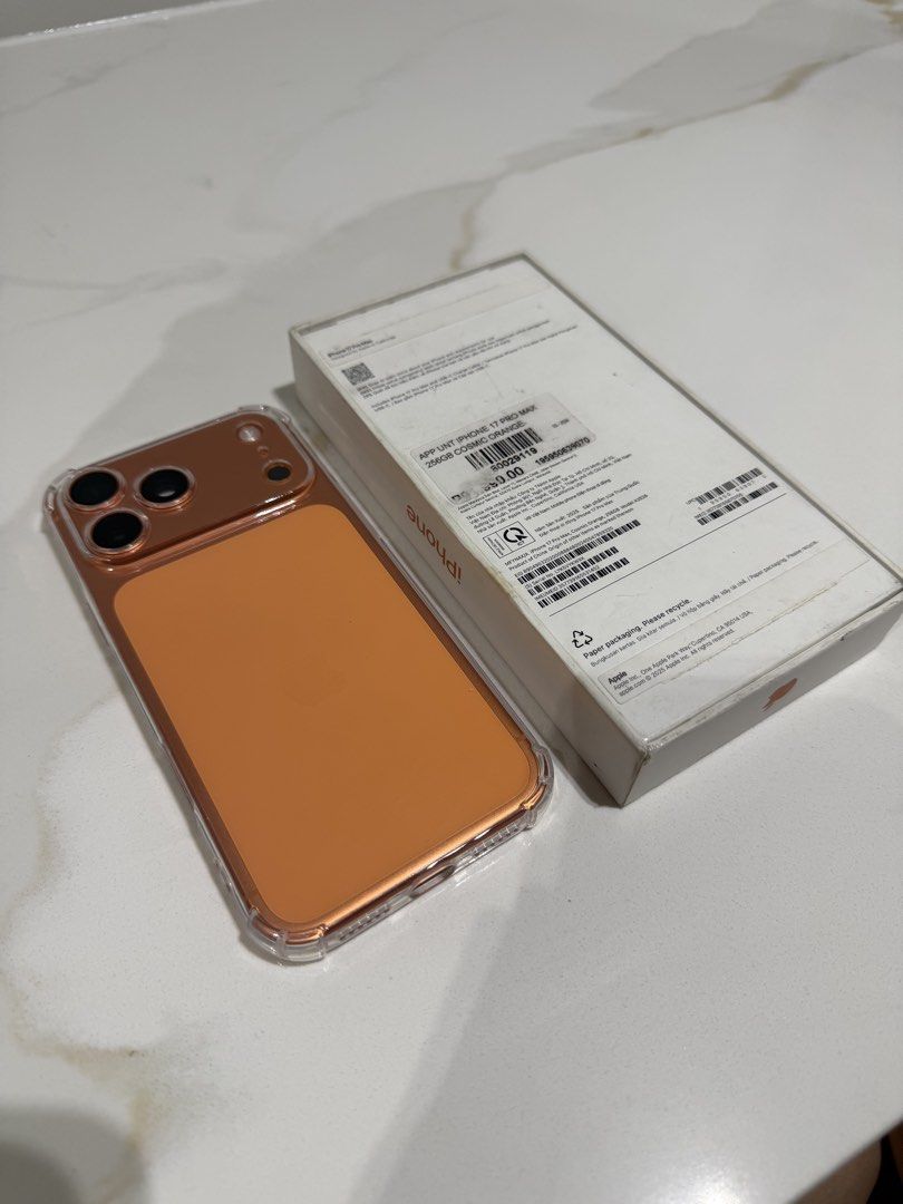 Selling iPhone 17 Pro Max 256GB - Orange (Category: iPhone 17 Series) located in Manila. Submitted by ronerichtan (Listing ID 1460716321, Image 2). Description: Selling iPhone 17 pro Max - 256GB Orange Factory Unlocked 98%BH 100% Smooth.