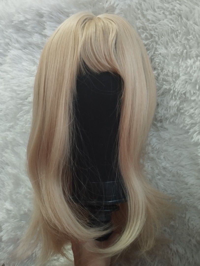 Seven Queen Blonde Wig with Bangs - Medium Length (Category: Hair Accessories) located in Valenzuela. Submitted by maehrshmallow (Listing ID 1460739234, Image 1). Description: - Medium length blonde wig - Seven Queen Brand - Looks realistic - Ideal for cosplay or everyday wear - Only used handful of times for photoshoots.