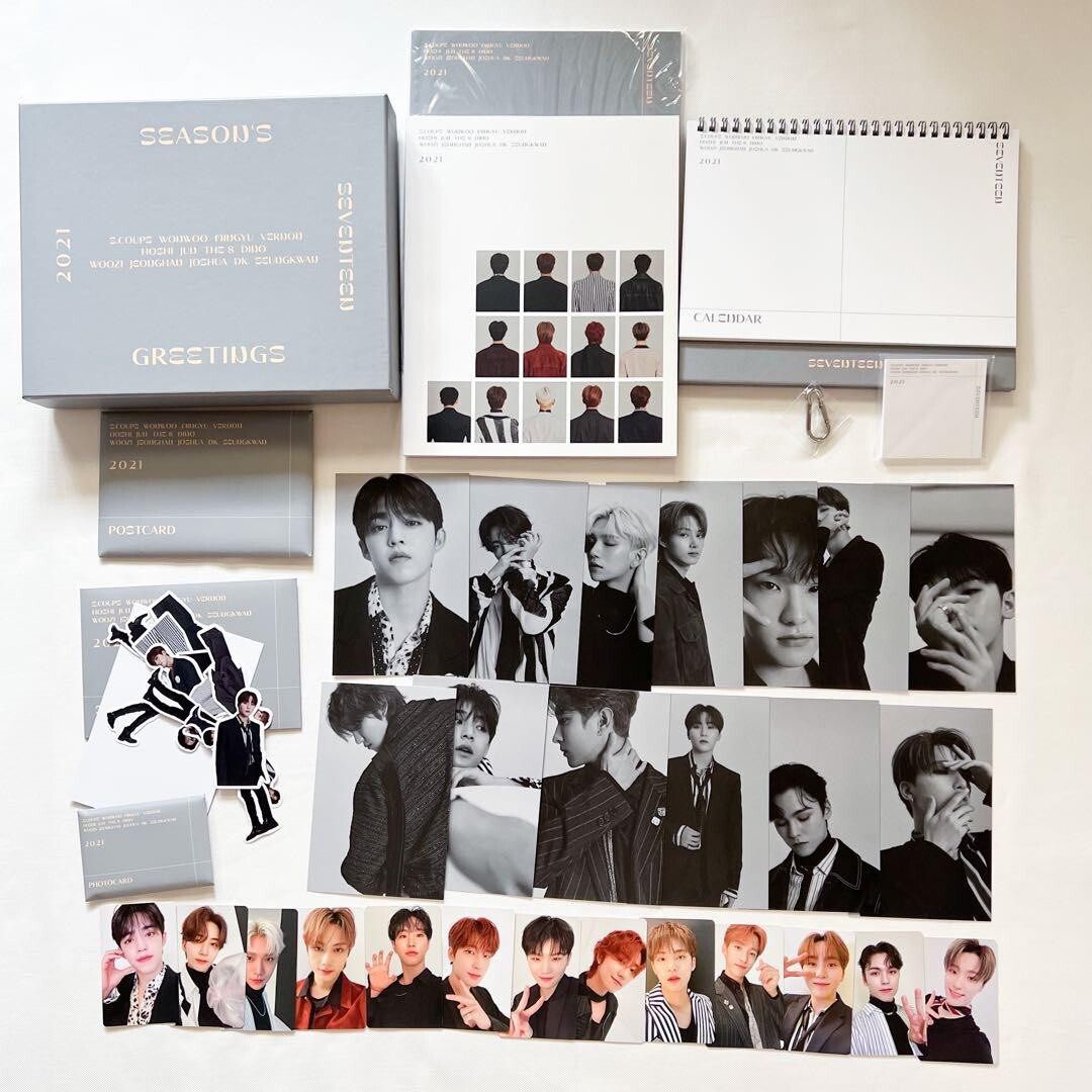 Seventeen 2021 Season Greetings (Category: K-Wave Merchandise) located in Quezon City. Submitted by lhshobi (Listing ID 1460844933, Image 1). Description: wts lfb ph SVT 2021 Season Greetings + POB Calendar – ₱2500 + SF – onhand, x sensi – 50% payo, rb 2 weeks x: hanniestark reply or dm to claim seventeen scoups jeonghan joshua jun hoshi wonwoo woozi the8 mingyu dk seungkwan vernon dino.