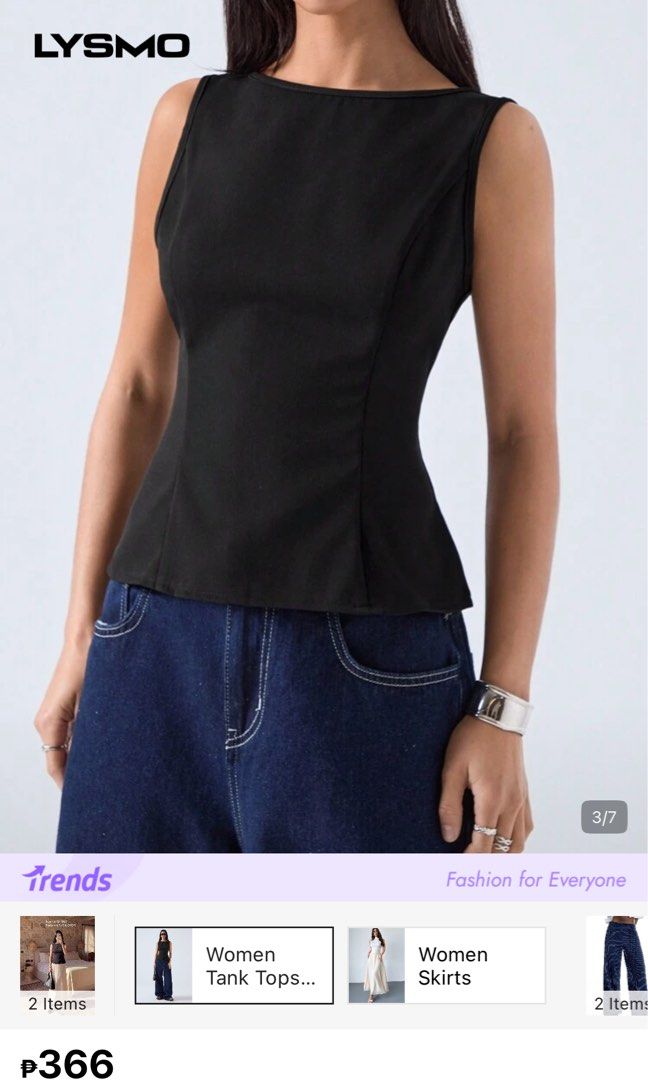 Shein Black Peplum top structured (Category: Sleeveless) located in Rizal. Submitted by rlcstr (Listing ID 1460813956, Image 2). Description: - WW pic 2nd slide - lalamove/j&t - gcash/maya.
