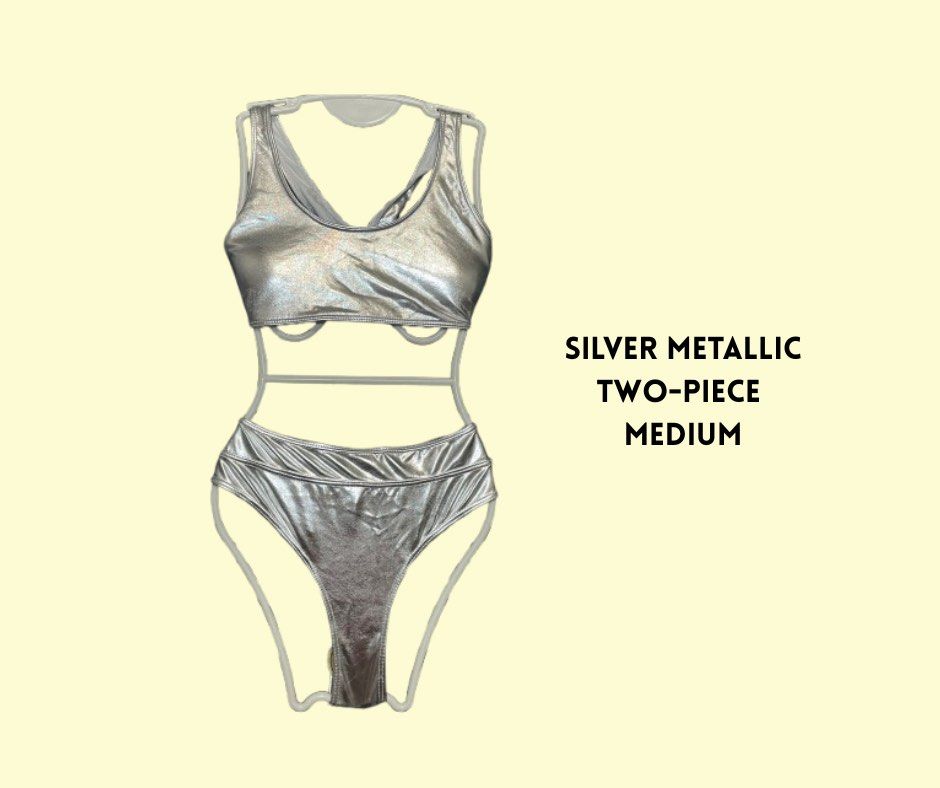 SILVER METALLIC TWO-PIECE MEDIUM (Category: Bikinis & Swimsuits) located in Manila. Submitted by bybangii (Listing ID 1460918758, Image 1). Description: .