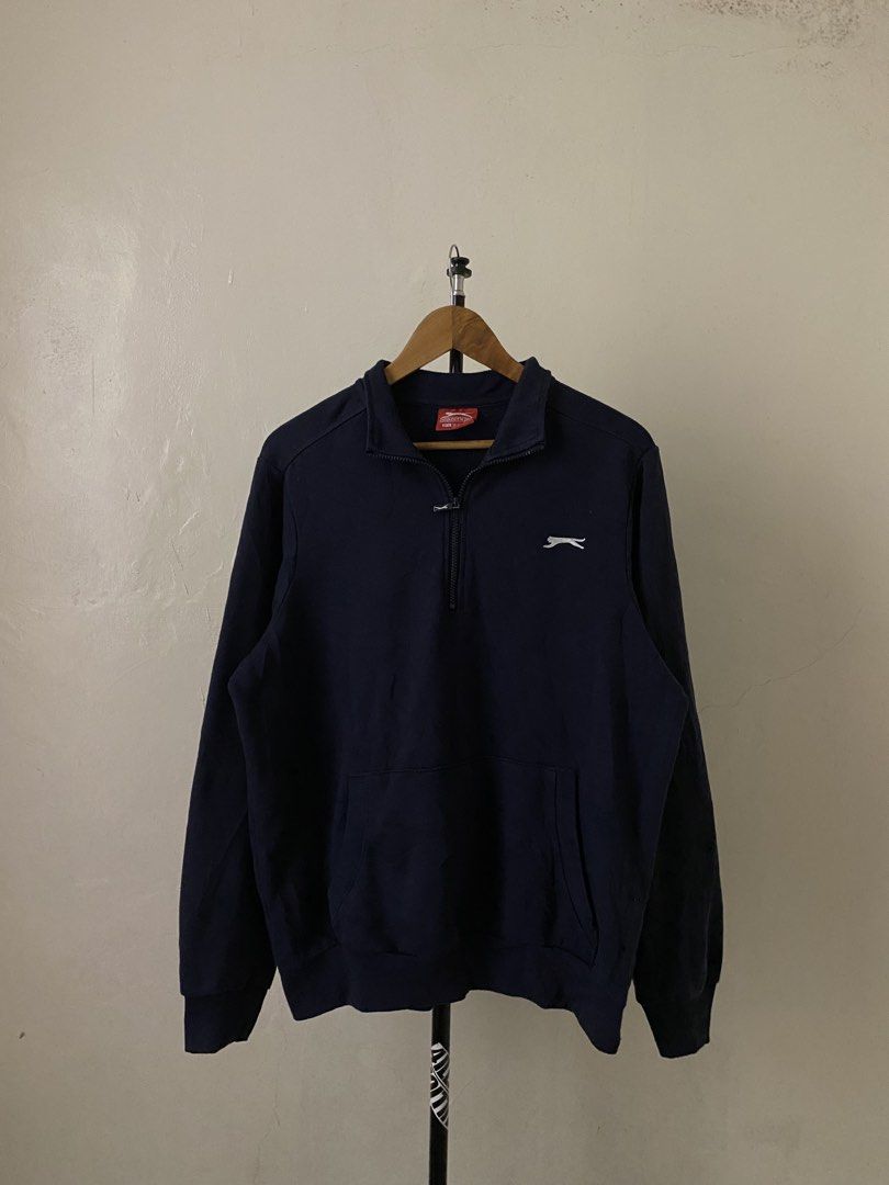 Slazenger Quarterzip Sweatshirt (Category: Activewear) located in Marikina City. Submitted by andreioruga (Listing ID 1460805649, Image 1). Description: size: large W 23 | L 27 | SL 26 color rate: 10/10 issue: cut washtag and minimal lints (removable) condition: good dm .