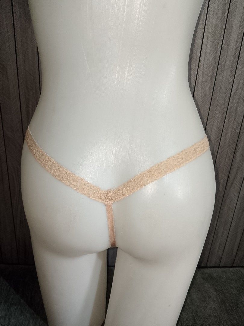 S/M VS Lace Thong Panties (Category: Undergarments & Loungewear) located in Manila. Submitted by truecrystal-1407 (Listing ID 1460790611, Image 3). Description: - Delicate nude lace thong panties - All-over floral lace pattern - Lace trim on waistband and leg openings - Minimal coverage design - Comfortable for everyday wear - Soft and stretchy material.