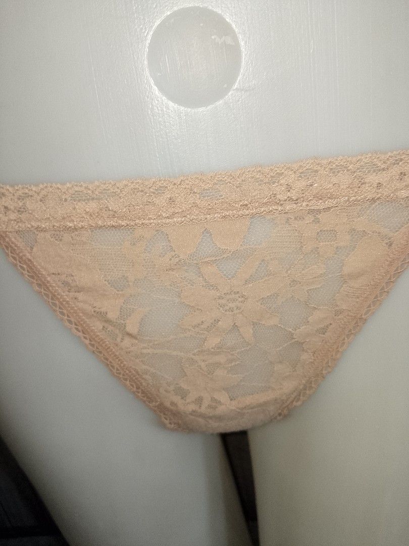 S/M VS Lace Thong Panties (Category: Undergarments & Loungewear) located in Manila. Submitted by truecrystal-1407 (Listing ID 1460790611, Image 2). Description: - Delicate nude lace thong panties - All-over floral lace pattern - Lace trim on waistband and leg openings - Minimal coverage design - Comfortable for everyday wear - Soft and stretchy material.
