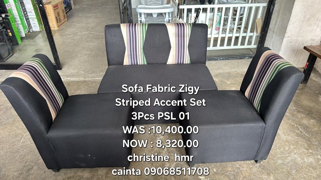 Sofa Fabric Jamonte Grey Set 3pcs PSL 05 (Category: Sofas) located in Cainta. Submitted by christine07. (Listing ID 1460852880, Image 2). Description: - 3-piece sofa set - Model: PSL 05 - Fabric: Jamonte Grey - Original Price: ₱10,600.00 - Selling Price: ₱8,480.00 - Location: Cainta - Contact: 09068511708 for inquiries.