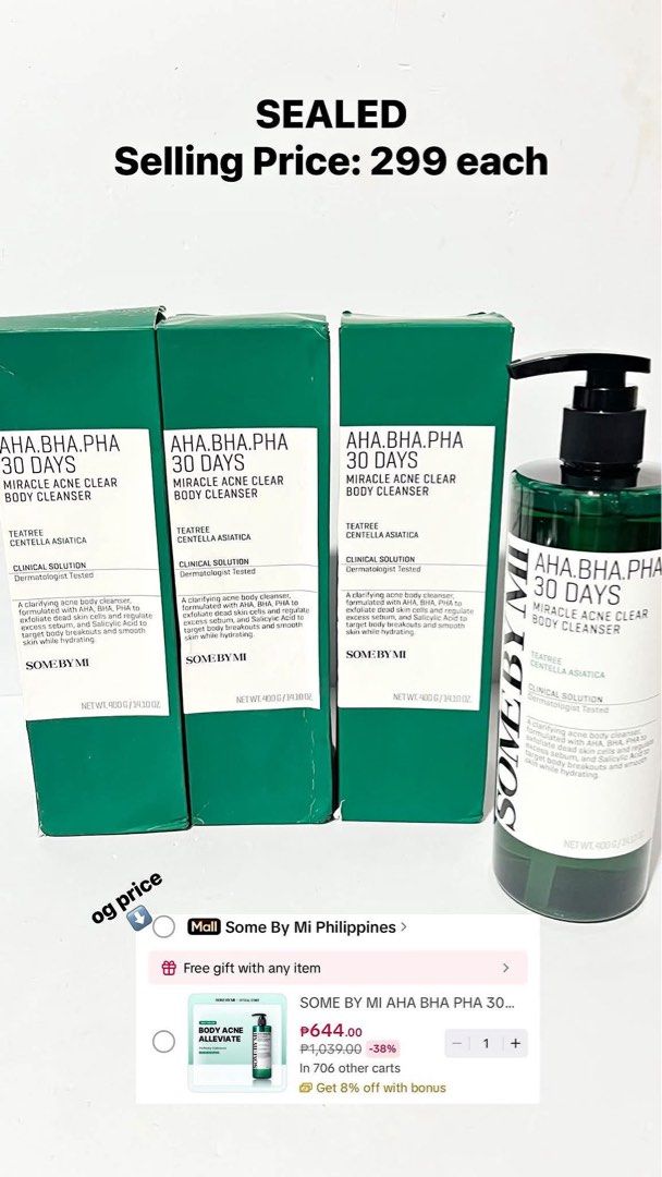 SOME BY MI BODY WASH (Category: Bath) located in Malabon City. Submitted by cyra_denise (Listing ID 1460891171, Image 1). Description: Hi! This is Cy. All items are 100% legit. I’m a TikTok affiliate, so I have a lot of products and samples that I’m selling. Rest assured, everything is guaranteed legit. Can ship via Lalamove or JNT. Feel free to message me for inquiries!.