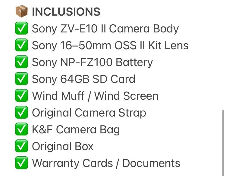 SONY ZV-E10 II |Slightly Negotiable (Category: Camera Bags & Carriers) located in Pasay City. Submitted by dclutter.co (Listing ID 1460867315, Image 3). Description: ▪︎Swipe for more details >> ▪︎Bank Transfer/Cash ▪︎Meet Up only (around Manila/BGC) ▪︎Message me for inquiries 💌.