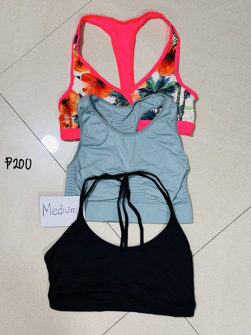 Sports Bras (Category: Activewear) located in San Pedro. Submitted by cheskaabordo (Listing ID 1460857427, Image 2). Description: Prices are indicated in each photos. Please manage expectations as they are preloved. Sizes based on tags.