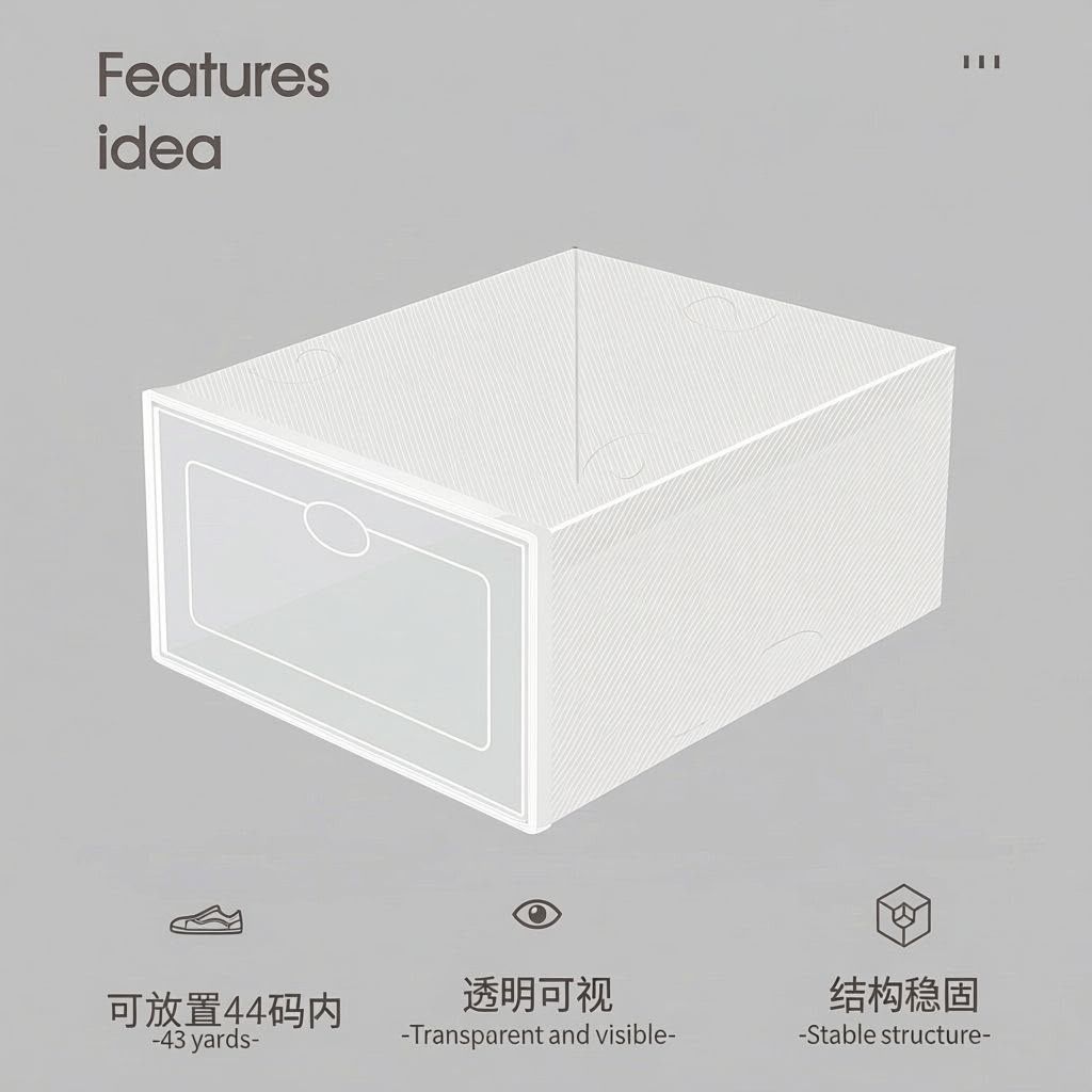 Stackable Transparent Shoe Storage Boxes - Dustproof & Stackable (Category: Storage Boxes & Baskets) located in Singapore. Submitted by clearclutters (Listing ID 1460832542, Image 3). Description: 12 shoes boxes - Transparent design for easy viewing - Individual compartments prevent dust and moisture - Stable structure - Fits shoe sizes up to 44 - Ideal for a tidy and clean shoe collection.