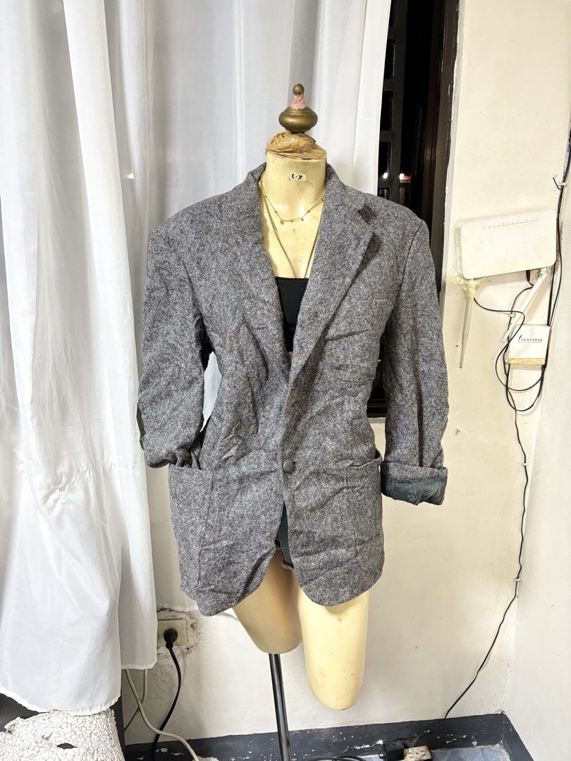 Stafford Grey Tweed Blazer Jacket (Category: Coats, Jackets and Outerwear) located in General Trias. Submitted by crissy9053136 (Listing ID 1460865787, Image 1). Description: - Stafford Grey Tweed Blazer - Classic Fit - Two-button closure - Front pockets - Dark grey lining - Cuffed sleeves - Ideal for layering.