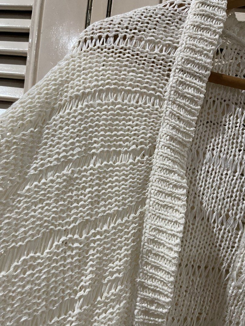 Stradivarius crohet knit cardigan small (Category: Coats, Jackets and Outerwear) located in Quezon City. Submitted by shopnkeep (Listing ID 1460885571, Image 3). Description: Stradivarius Size small Color cream Mop: bpi gcash Shipping: c/o buyer Loc qc.
