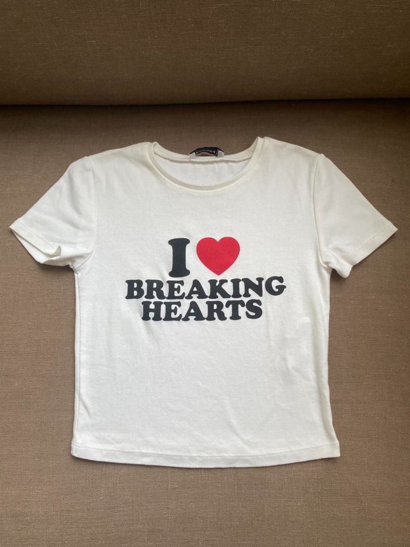 Stradivarius I Love Breaking Hearts Tee (Category: Shirts) located in Makati City. Submitted by chelseagulls (Listing ID 1460730468, Image 1). Description: Sizing EUR: S USA: S MEX: 26 Used once.