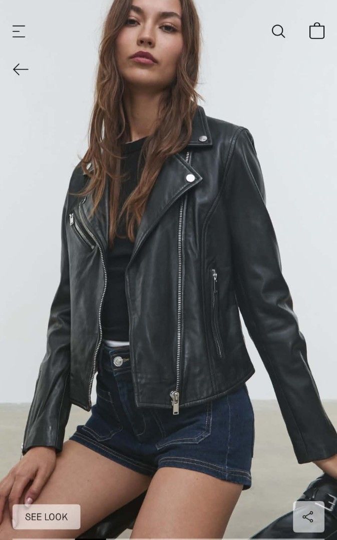 Stradivarius Leather Jacket (Category: Coats, Jackets and Outerwear) located in Mandaluyong City. Submitted by luckyhorse.0e5c89 (Listing ID 1460866847, Image 2). Description: 100% Leather.
