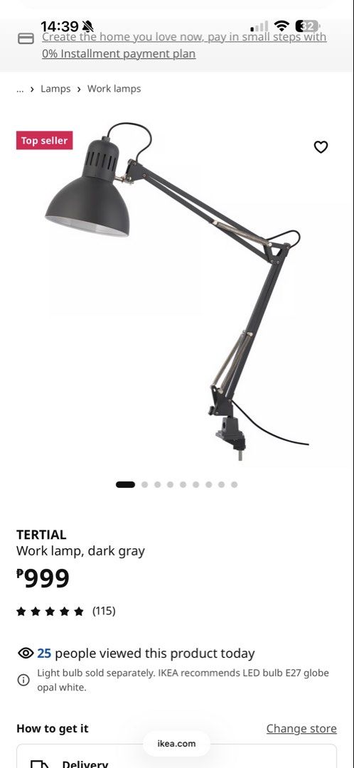 Study/working lamp (Category: Office Furniture & Fixtures) located in Dinalupihan. Submitted by whitecat.dp (Listing ID 1460788522, Image 1). Description: only issue: rusty metal no chipped paint and with light bulb!! .